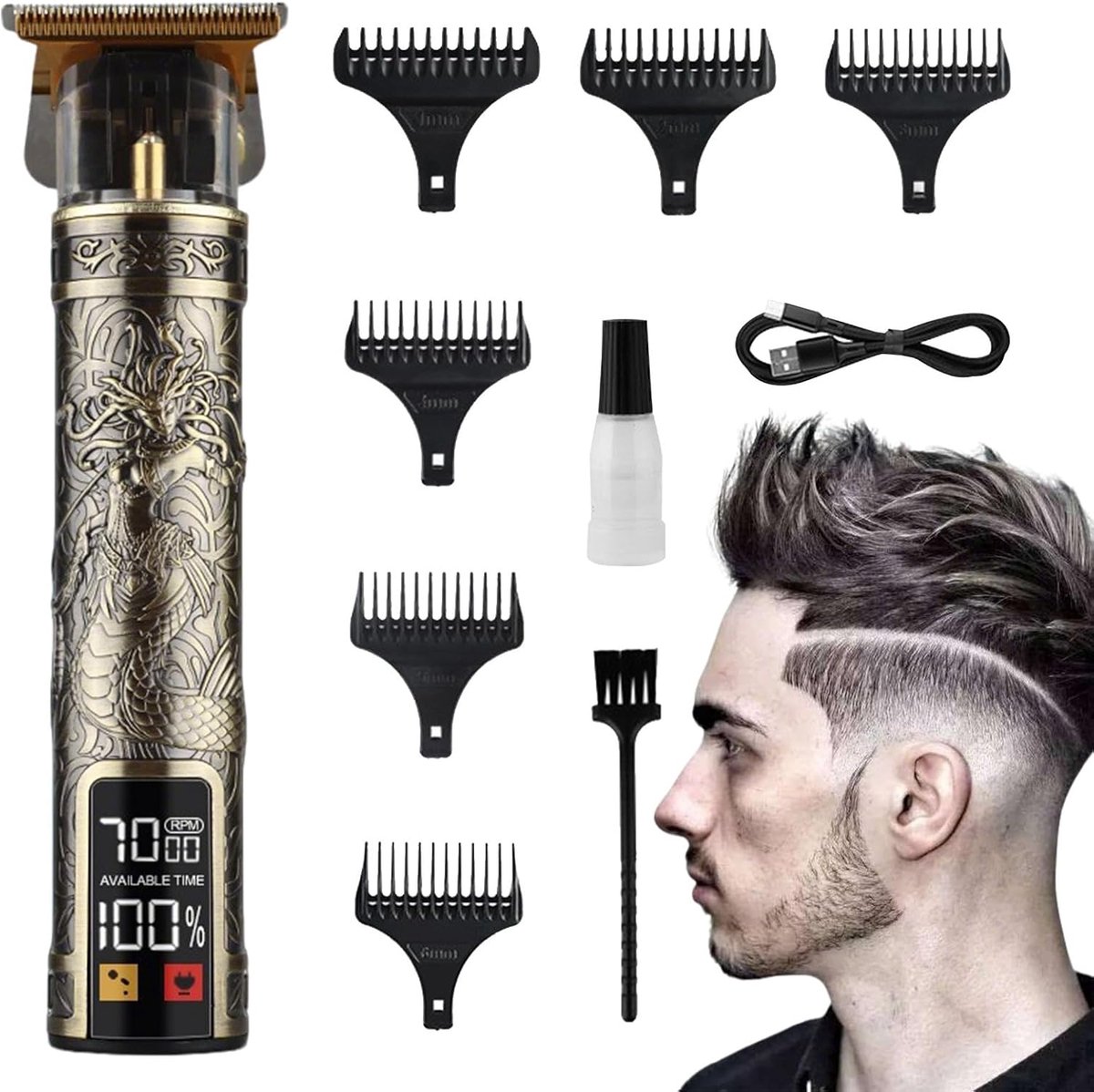 Baardtrimmer Mannen - Haartrimmer Elektrisch - Precisie Styling - LCD Display - ca. 15 cm - Groen
