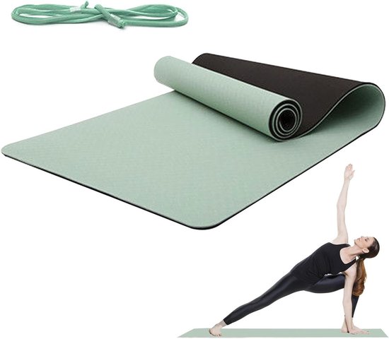 Dikke Yogamat - Antislip Matras - Pilates Training - Schokabsorberend Ontwerp - 183 x 68 cm - Blauw — afbeelding 5