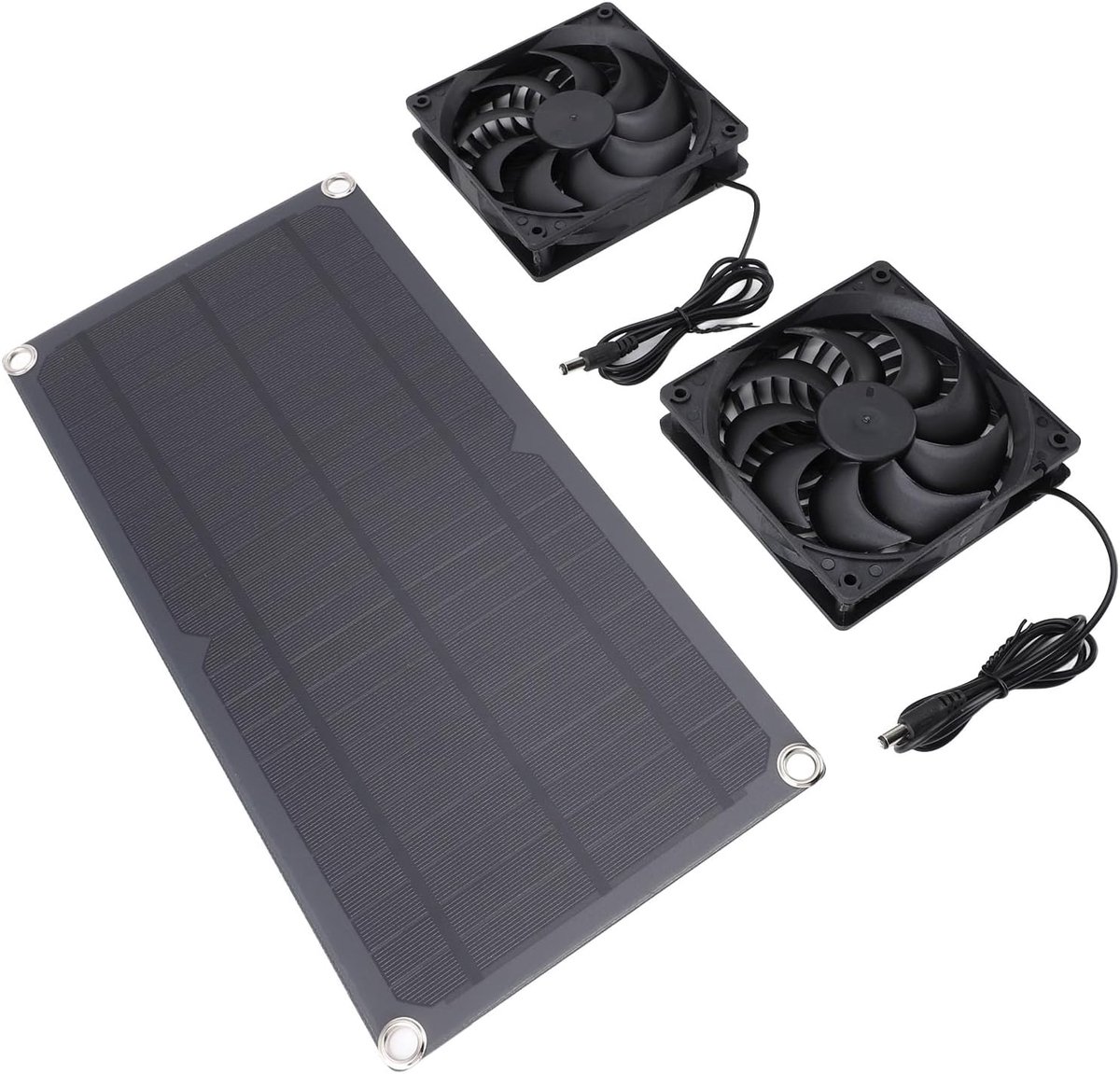 Zonnepaneel Afzuigventilator - Ventilator Kit - Luchtkwaliteit Verbeteren - Automatische Oplading - 38 x 21 x 6 cm - Zwart