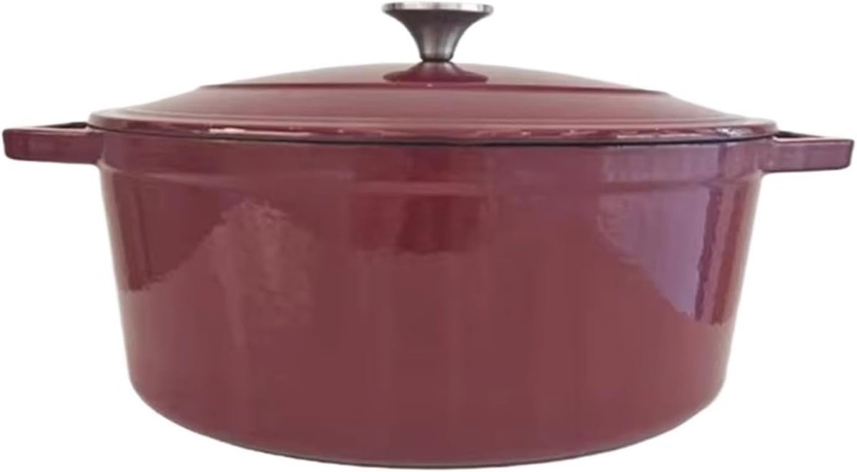Geëmailleerde soeppan - Stoofpot Gietijzer - Gerechten Bereiden - Gelijkmatige warmteverdeling - 28 cm - Rood