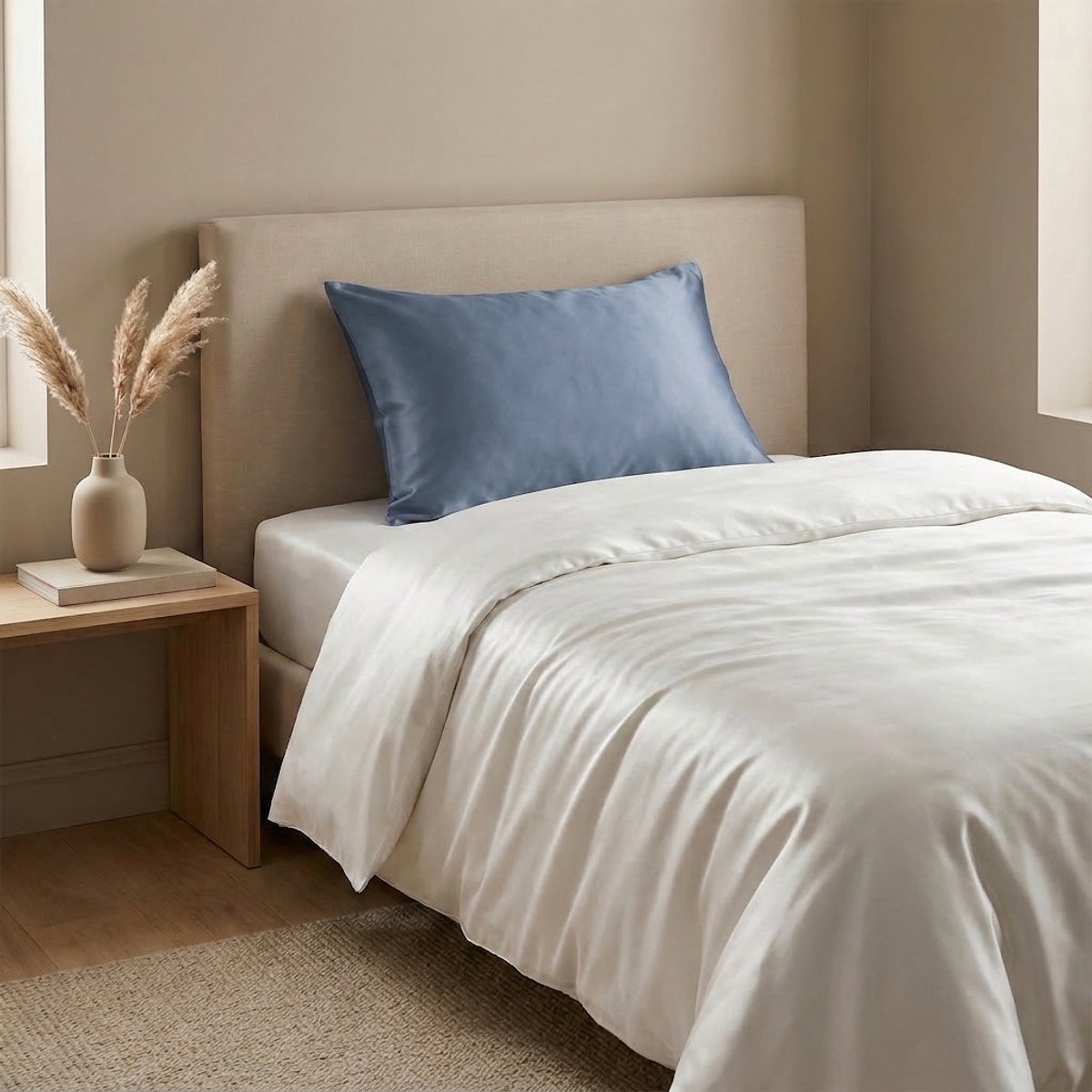 Zijden Kussensloop Evening Blue - 22MM - Silk Heaven - 50x70cm / Hotelsluiting