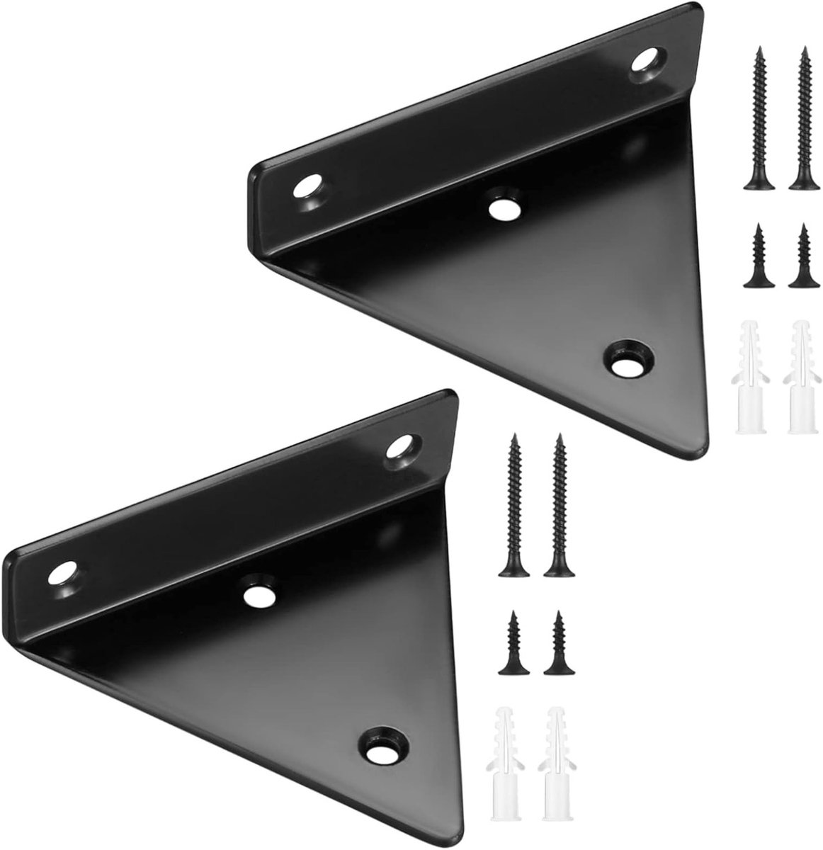 Set van 2 Onzichtbare Driehoekige Wandbeugels voor Floating Shelves, Robuuste Metalen Steunen voor Planken, Boekenkasten en Opslagoplossingen
