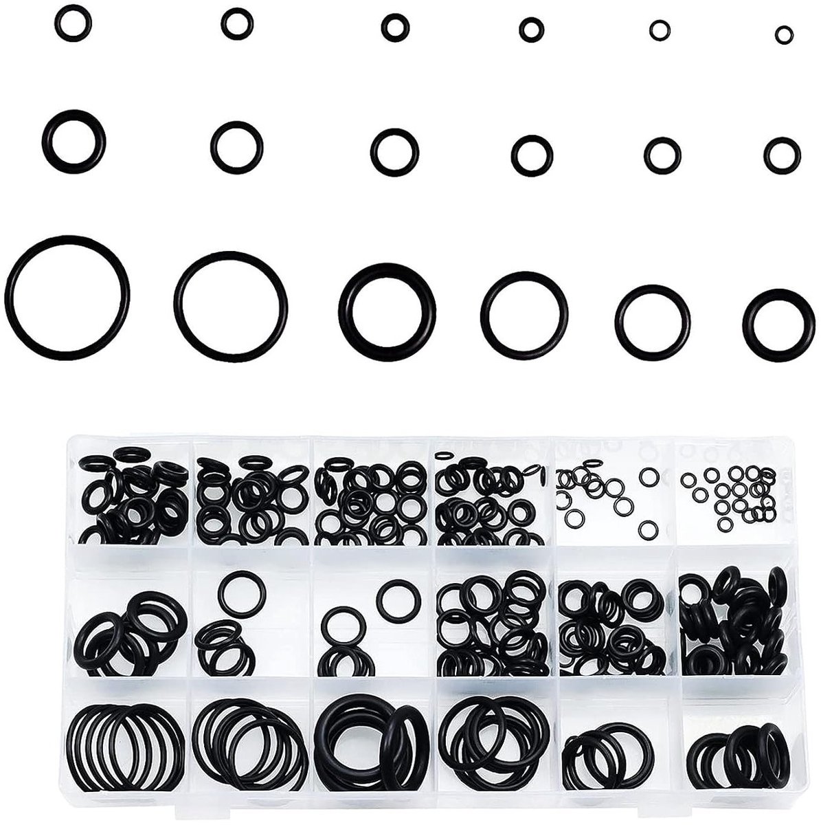 225 Stuks O-ring Rubber Set met 18 Maten - Assortiment voor Afdichting, Hydraulische Toepassingen en Snelle Reparaties