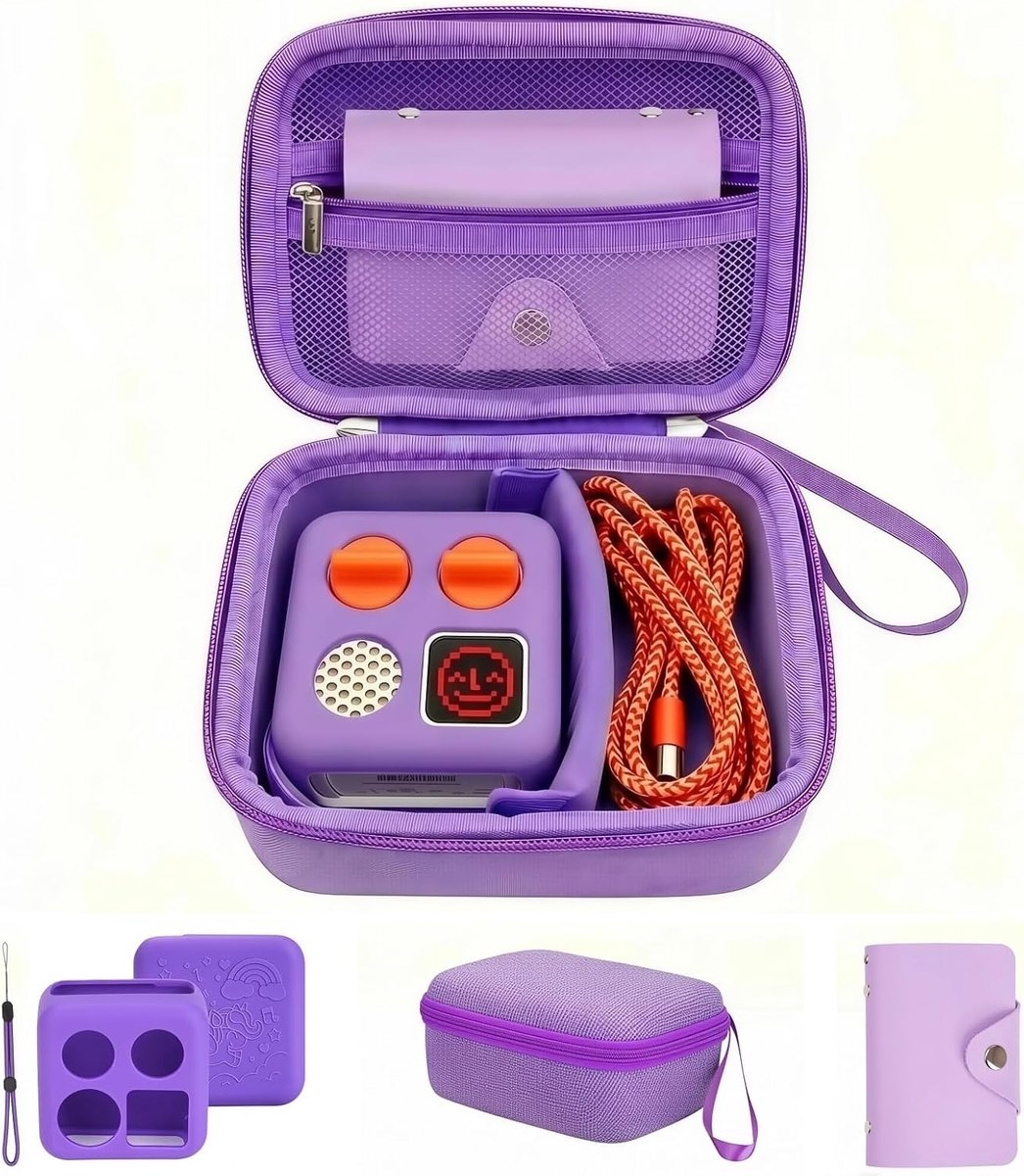 Opbergtas en Hoes - Audio Speler Bescherming - Reizen en Opslag - Uniek Eenhoorn Design - 10 Kaarten Houder - Paars