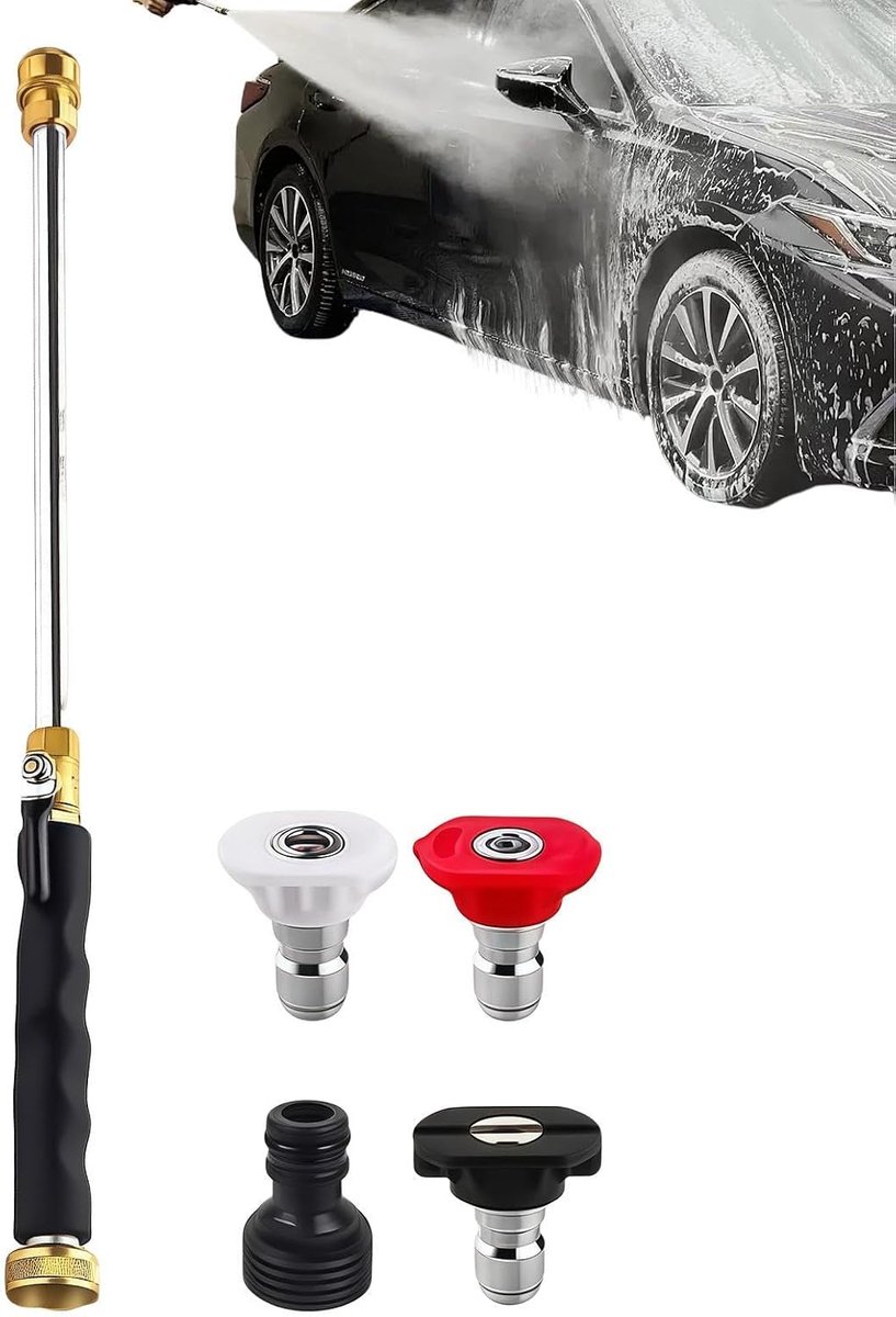 Hogedrukspuit Tuinslang - Waterspuit Verlengstuk - Auto Wassen - 3 Sproei Modi - 45 cm - Zilver