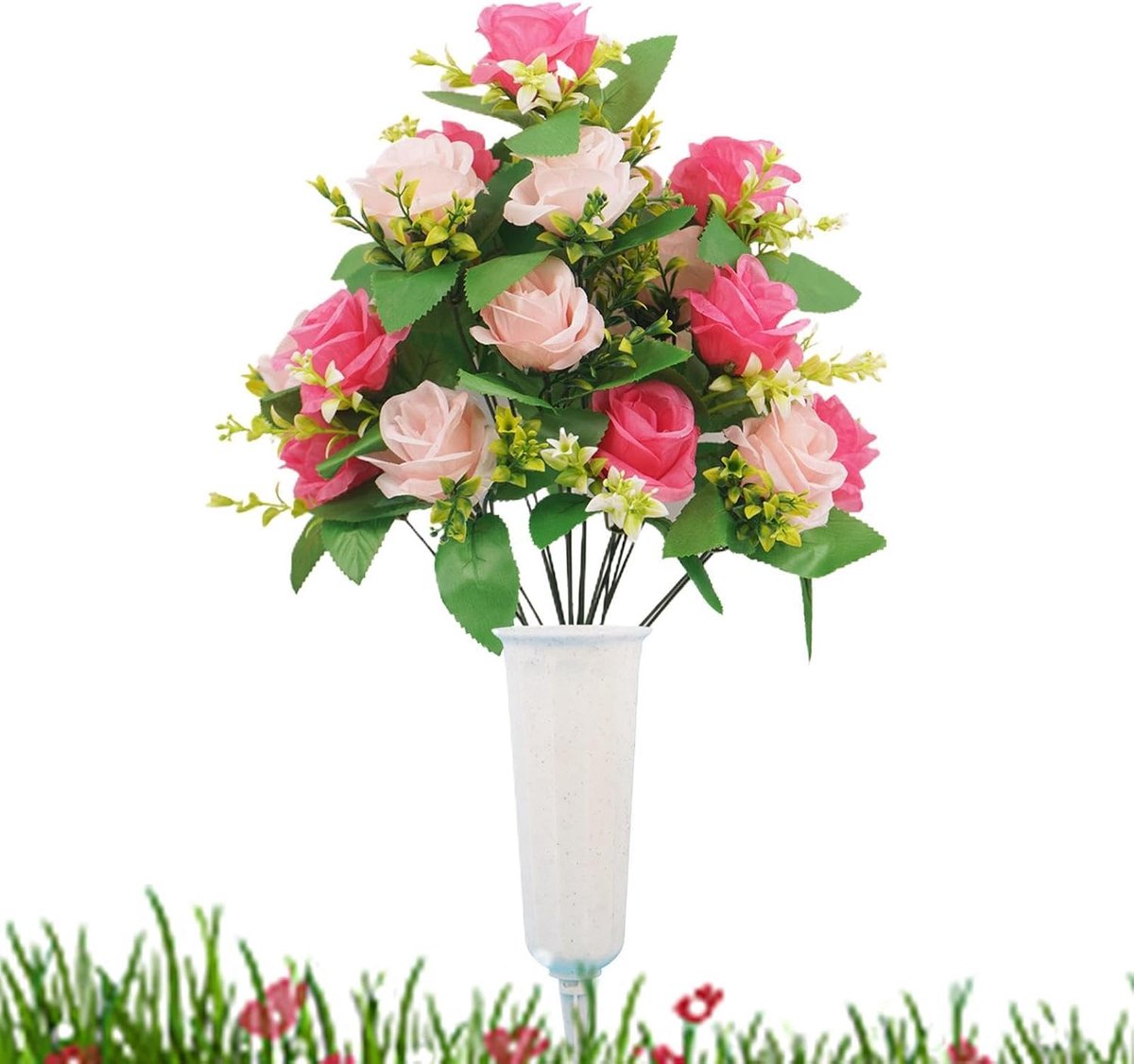 Graf Bloemen - Kunstbloemen Herdenking - Graf Decoratie - Weerbestendig Ontwerp - 10x20x10