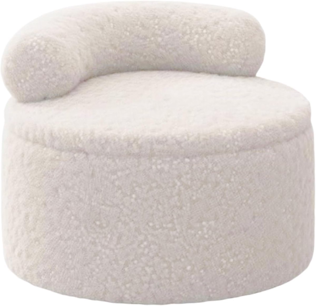 Voetkruk met Opbergruimte - Voetenbank Poef - Ontspannen Zitten - Ronde Rugleuning - 29.5D x 37.3W cm - Wit