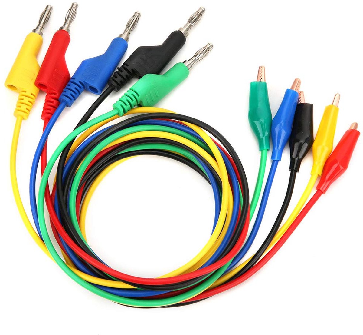 Meetsnoeren Set - Testkabels Multimeter - Elektrisch Testen - Stapelbare Bananenstekkers - 1 Meter - 5 Kleuren