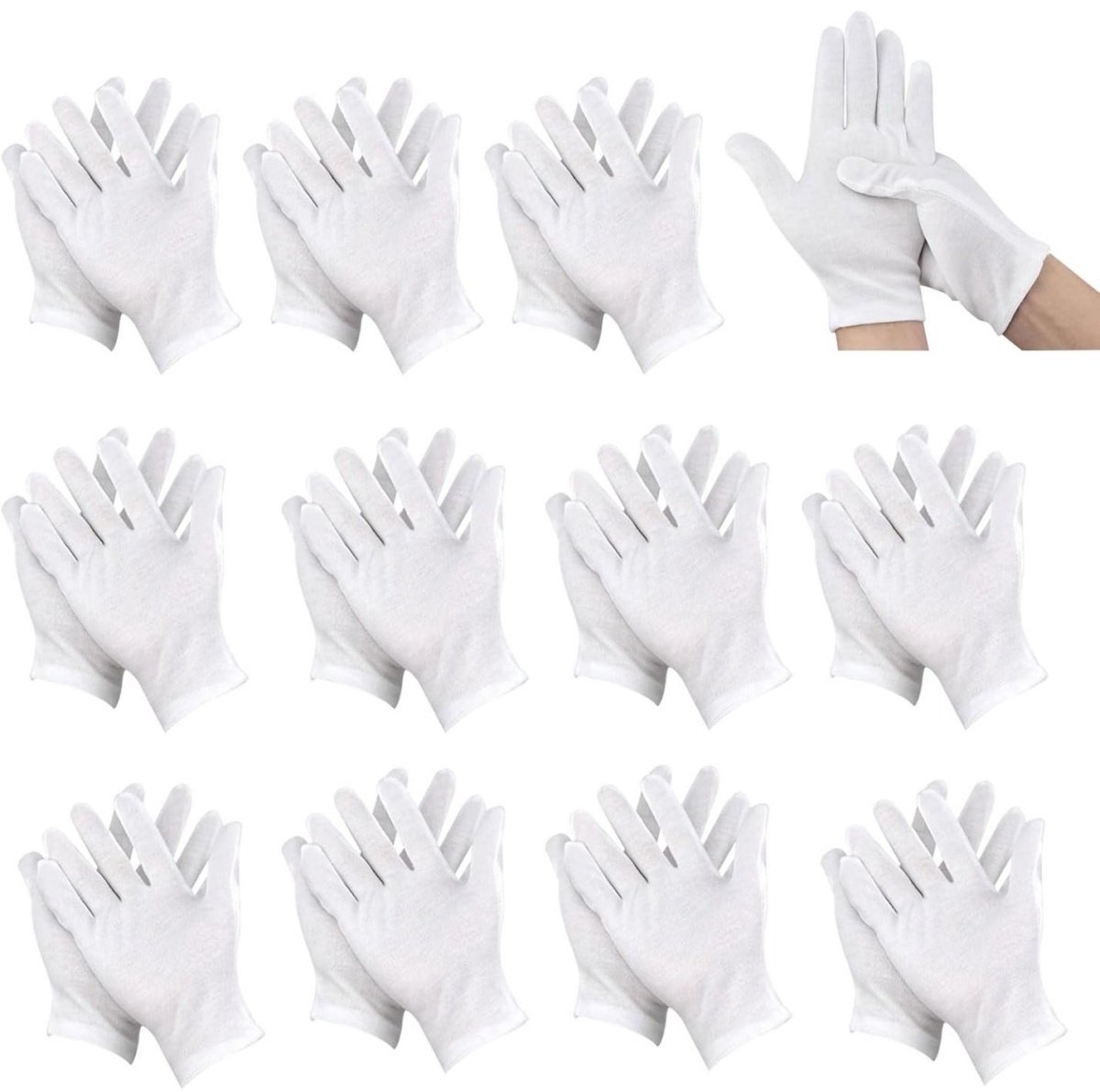 GELLDG 12 Stuks Werkhandschoenen - Dunne Katoenen Handschoenen - Ademend en Absorberend - Geschikt voor Heren en Dames - Maat L - Comfortabele Dagelijkse Bescherming