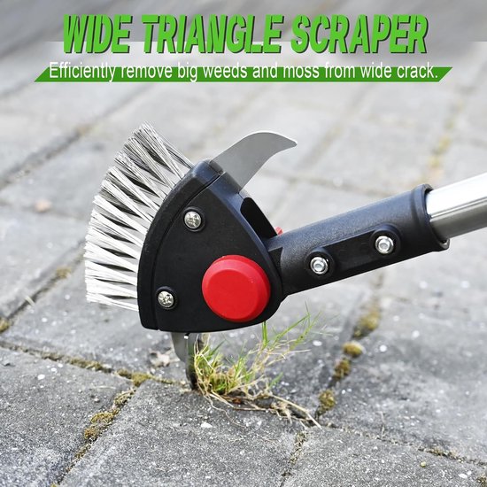 Voegenkrabber - Verstelbare Onkruidsteker met Lange Steel - 78-149 cm - Roestvrijstalen Schrapers en Borstel - Voor Tuin en Terras — afbeelding 3