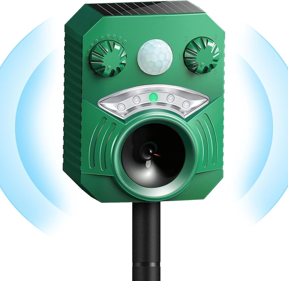 Dierenverjager - Groen - Op zonne-energie - Ultrasone Verdrijver met LED Flits - Voor Buiten