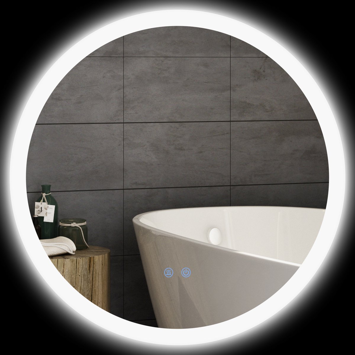Ronde LED Badkamerspiegel - Dimbaar & Anti-Condens 60 x 60 cm