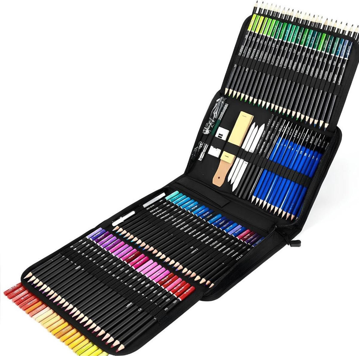 KIRA® Tekenset - Professionele Marker Organizer & Grote Pennentas - Luxe Teken Organizer & Pennenetui - Zwart - 30cm x 24cm x 8cm