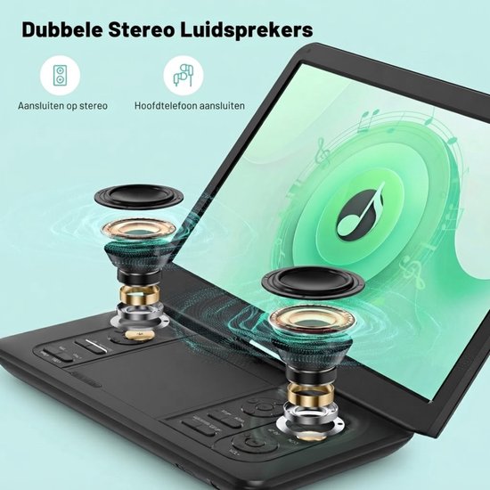 Lìon® Draagbarer Dvd Speler - Draaibaar Scherm - Draagbare Dvd Speler met Scherm - Zwart - 38cm x 27cm x 5cm van lion — afbeelding 4