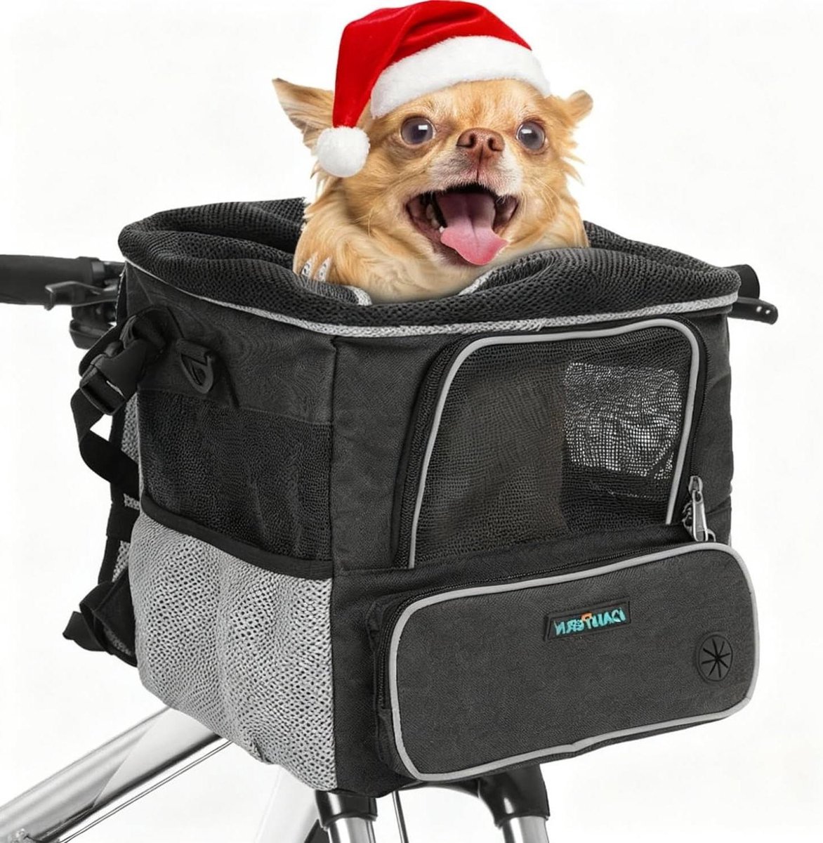 Hondenfietsmand - Huisdierdrager Fiets - Veilig Vervoer - Universele Stuuradapter - tot 4 kg - Grijs