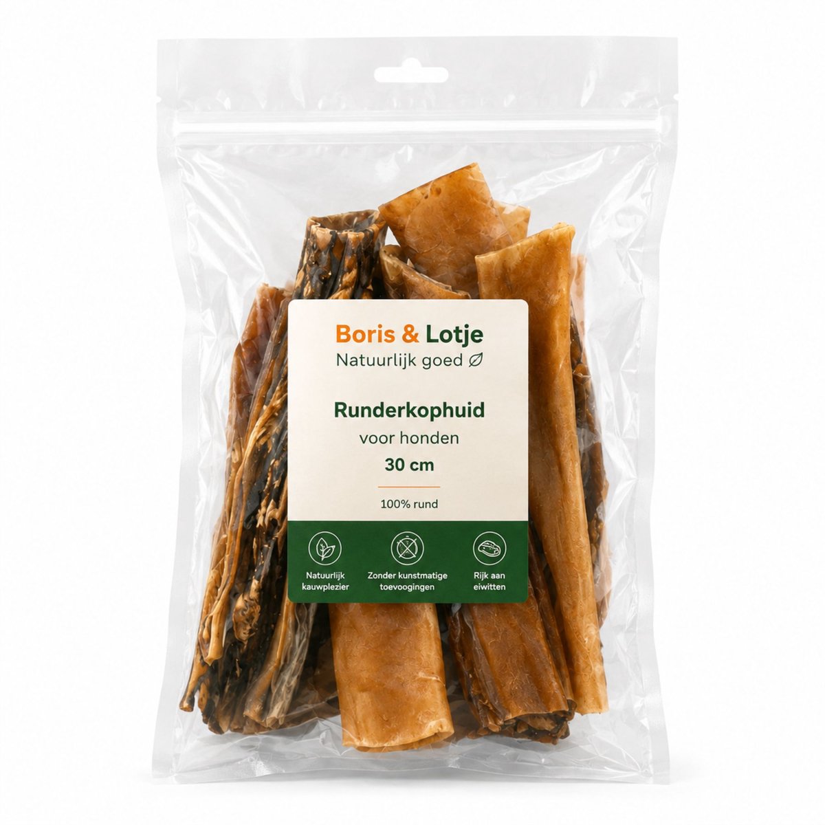 Boris & Lotje Runderkophuid 100% natuurlijke hondensnack 30 cm 500 gram
