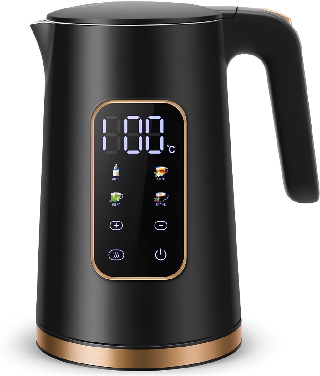 Lìon® Waterkoker - Theeketel - Digitaal Temperatuurdisplay - Zwart - 20cm x 16cm x 20cm