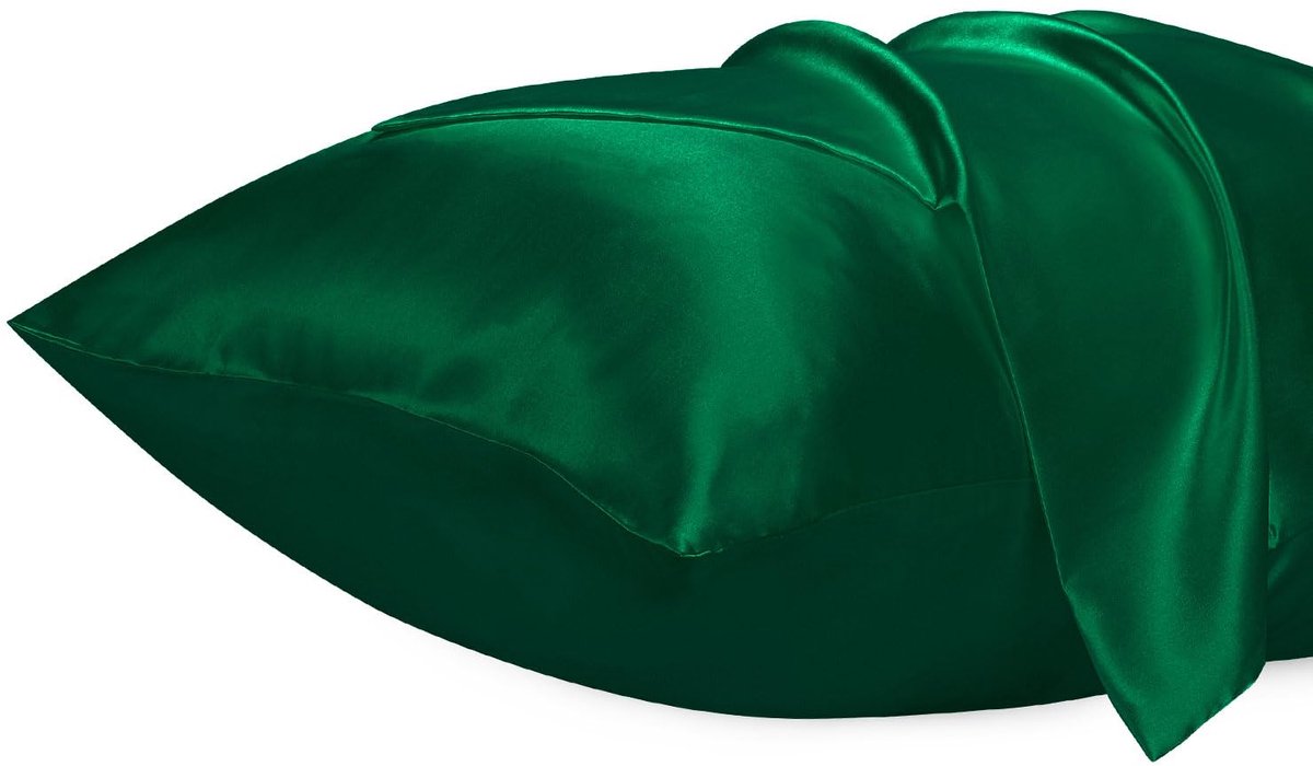 Set van 2 Satin Kussenhoezen 50x90cm, Groen, Oeko-TEX