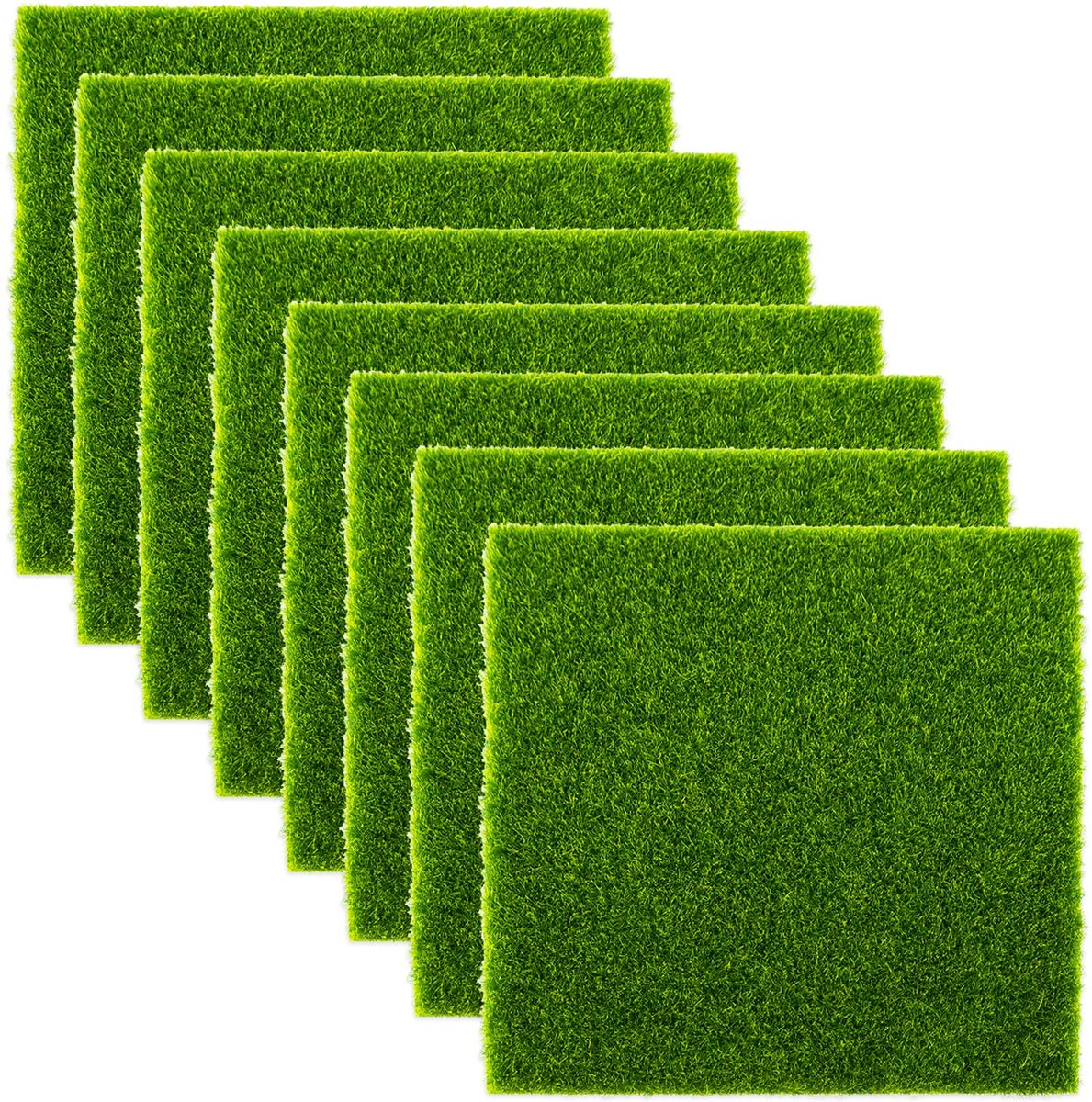 8 Stuks Kunstgras Decoratie 15x15 cm - Miniatuur Landschap Versiering