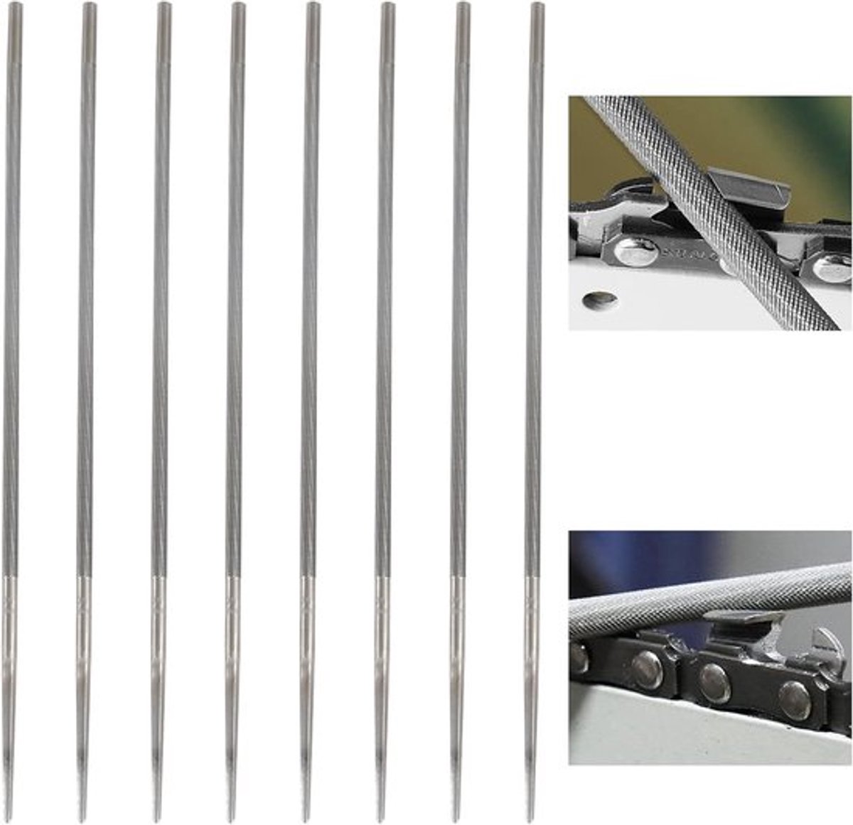 8pcs Ronde Bestanden voor Kettingzagen - Ronde File - 4.8 mm - 3/8 Kettingzaag Bestanden Set voor Reparatie en Schuren - Zaagkettingen