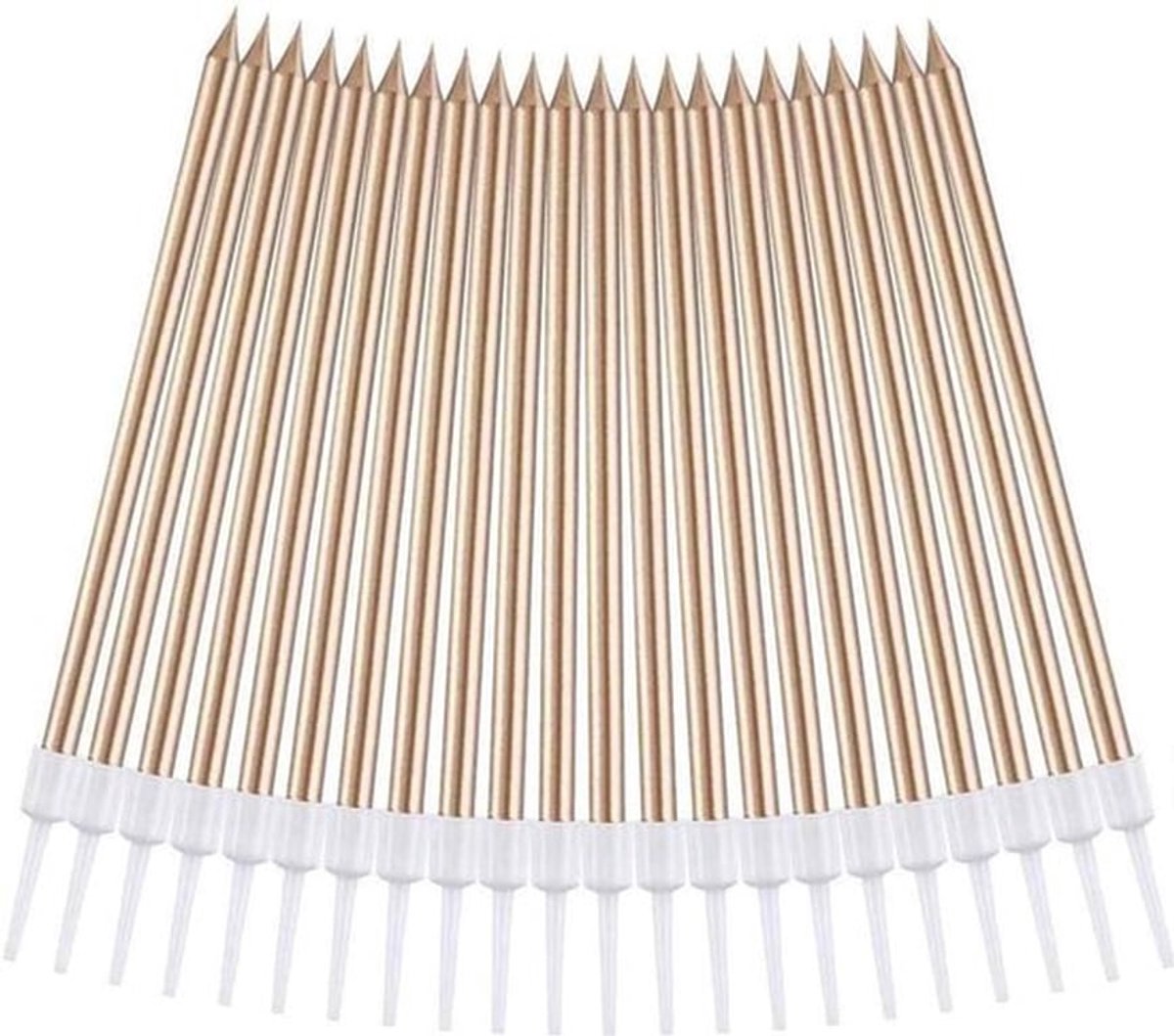 30 Stuks Lang Dunne Verjaardagskaarsen - Metallic Verjaardagskaarsen - Kaarsen voor Verjaardag - Bruiloft - Feest - Taartdecoratie (Champagne)