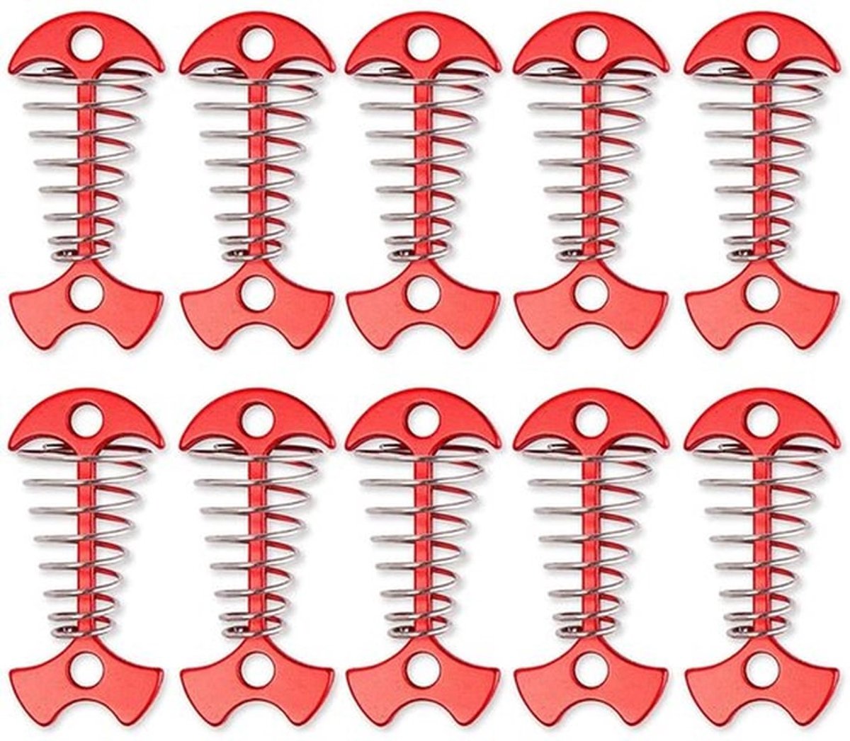 - Tentharingen - Dek Plank Plank - Rood - Aluminium - Ideaal voor Kamperen - 10 Stuks