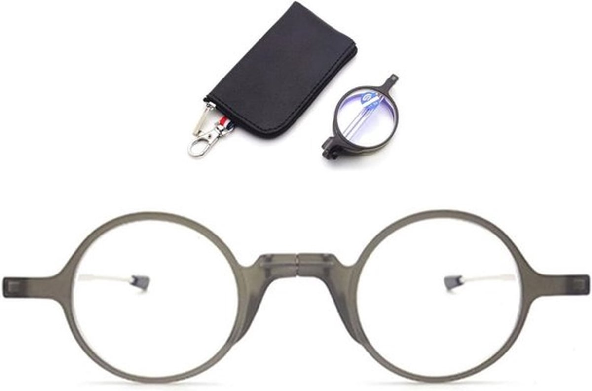 Opvouwbare leesbril met blauwlichtfilter - compacte, ronde leeshulp voor heren en dames
