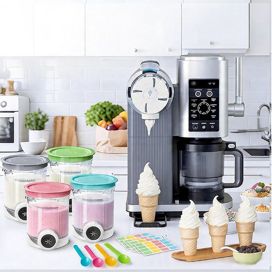 4 Stuks IJscontainers - Ice Cream Containers - Ijsbekers met Afsluitdop - Compatibel met Ninja NC700/NC701 - BPA Vrij - Luchtdicht & Lekvrij - Vaatwasmachine - Stapelbaar - Voor Thuis — afbeelding 3