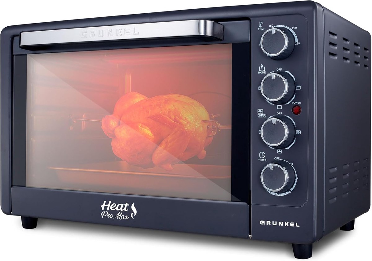 Elektrische Oven - Multifunctionele Oven - Koken en Bakken - 3 Verwarmingsfuncties - 48 Liter - Antraciet