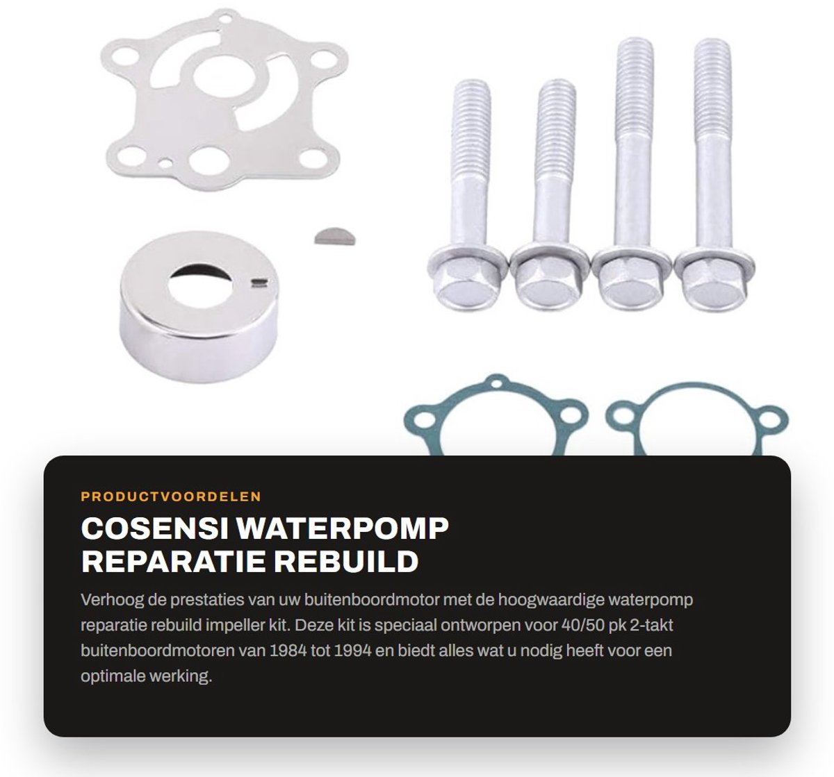 Dailygoods- Waterpomp Reparatie Set - Compleet met Waaier - Slijtplaat - Inzetbeker - Pakkingen - Geschikt voor 40/50 pk Buitenboordmotor 1984-1994