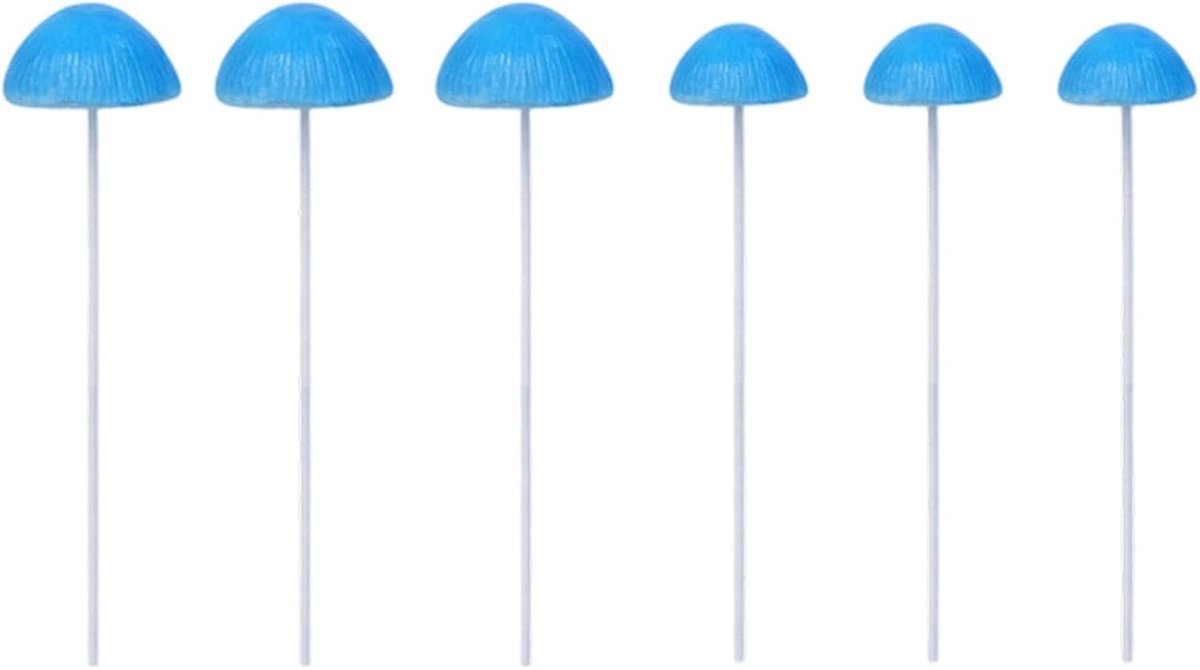 Mini Hars Paddestoelen - Tuin Decoratie - Sprookjestuin Maken - Kleurvast Hars - 6 stuks - Blauw