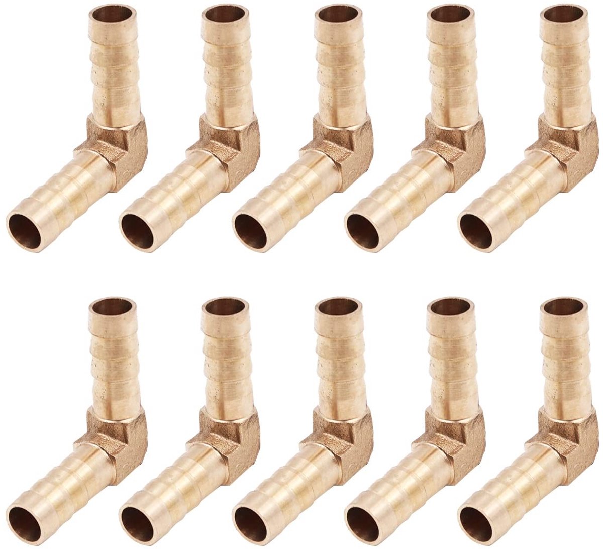 Dailygoods- Slangkoppelingen 10 mm - 10 Stuks - Messing - 90 Graden - Aansluitingen - Corrosiebestendig - Hoogwaardig Materiaal - Slangaansluitingen