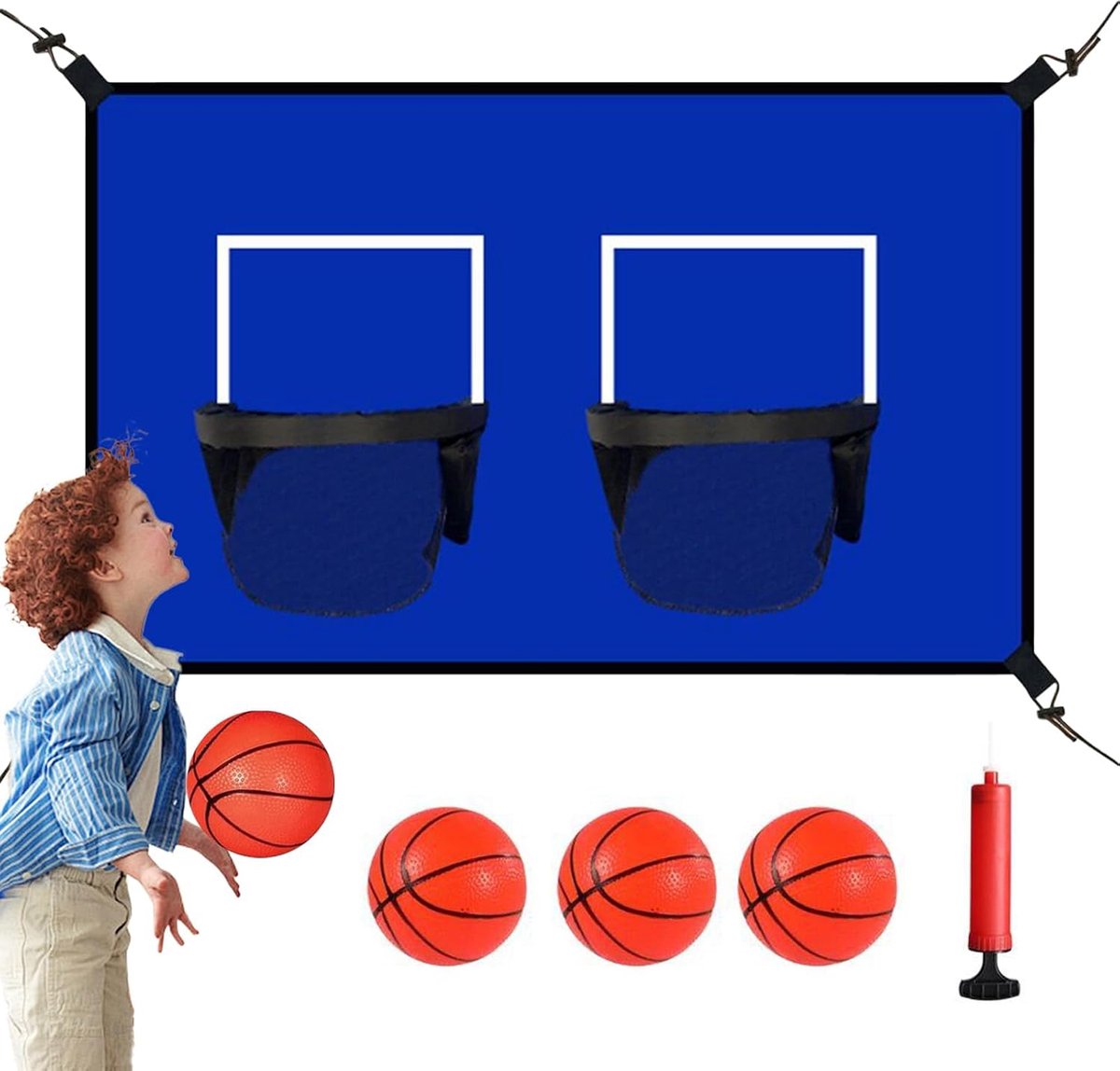 Trampoline basketbal set - Buiten trampoline hoepel - Groepsactiviteiten - Eenvoudige installatie - 80 x 65 cm - Zwart