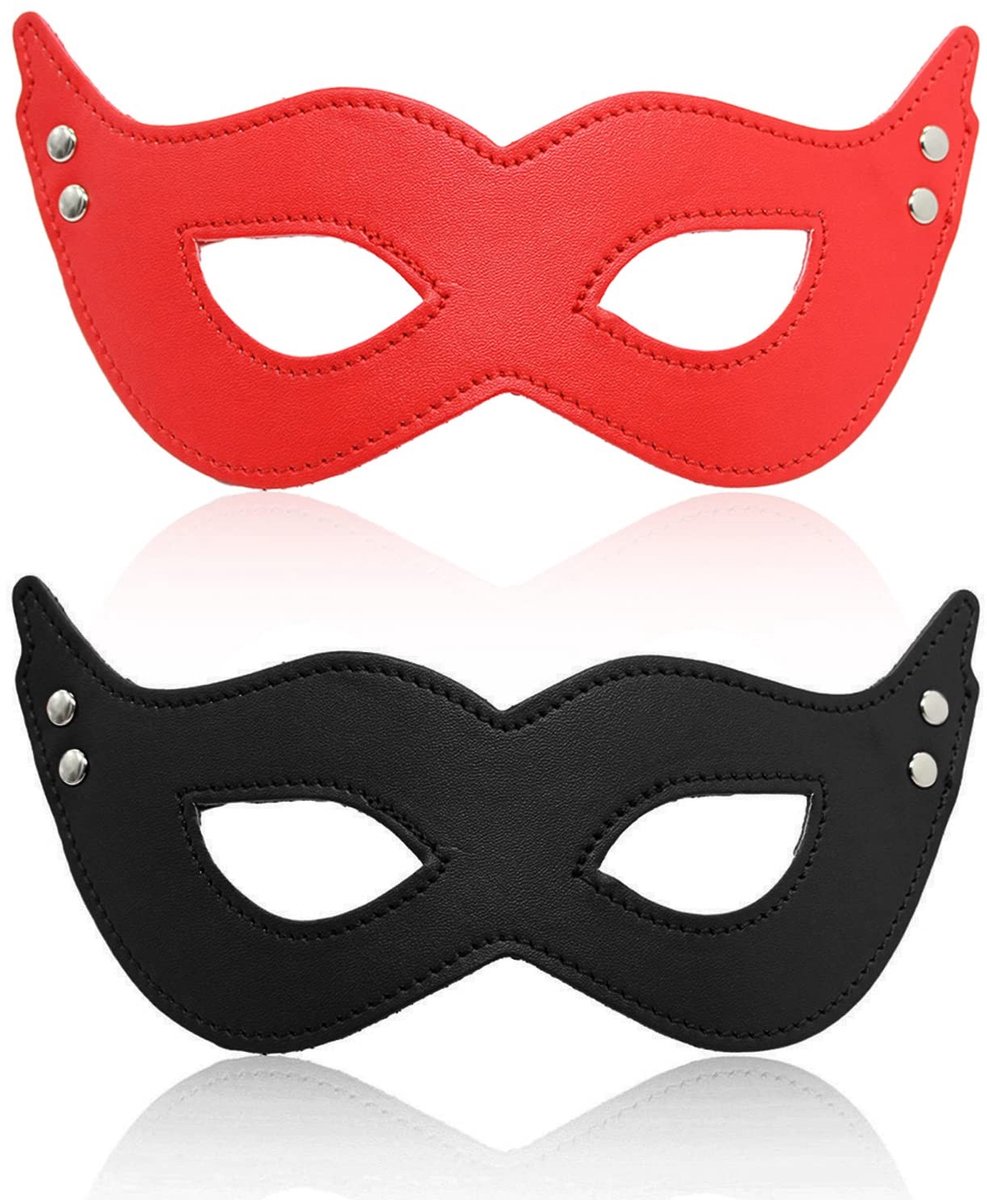 Dailygoods - PU Lederen Maskerade Masker - Halloween en Carnaval Oogmasker in Zwart en Rood