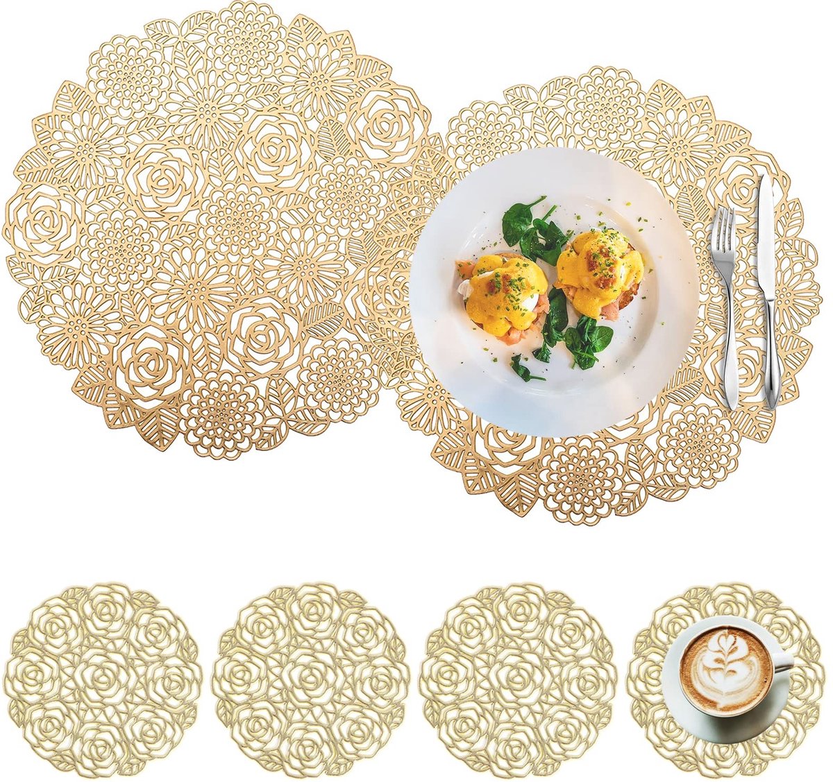 Dailygoods- Ronde Placemat - Hittebestendig PVC - Antislip - Vlekbestendig - Elegante Look - Geschikt voor Eettafel - Tafelonderlegger