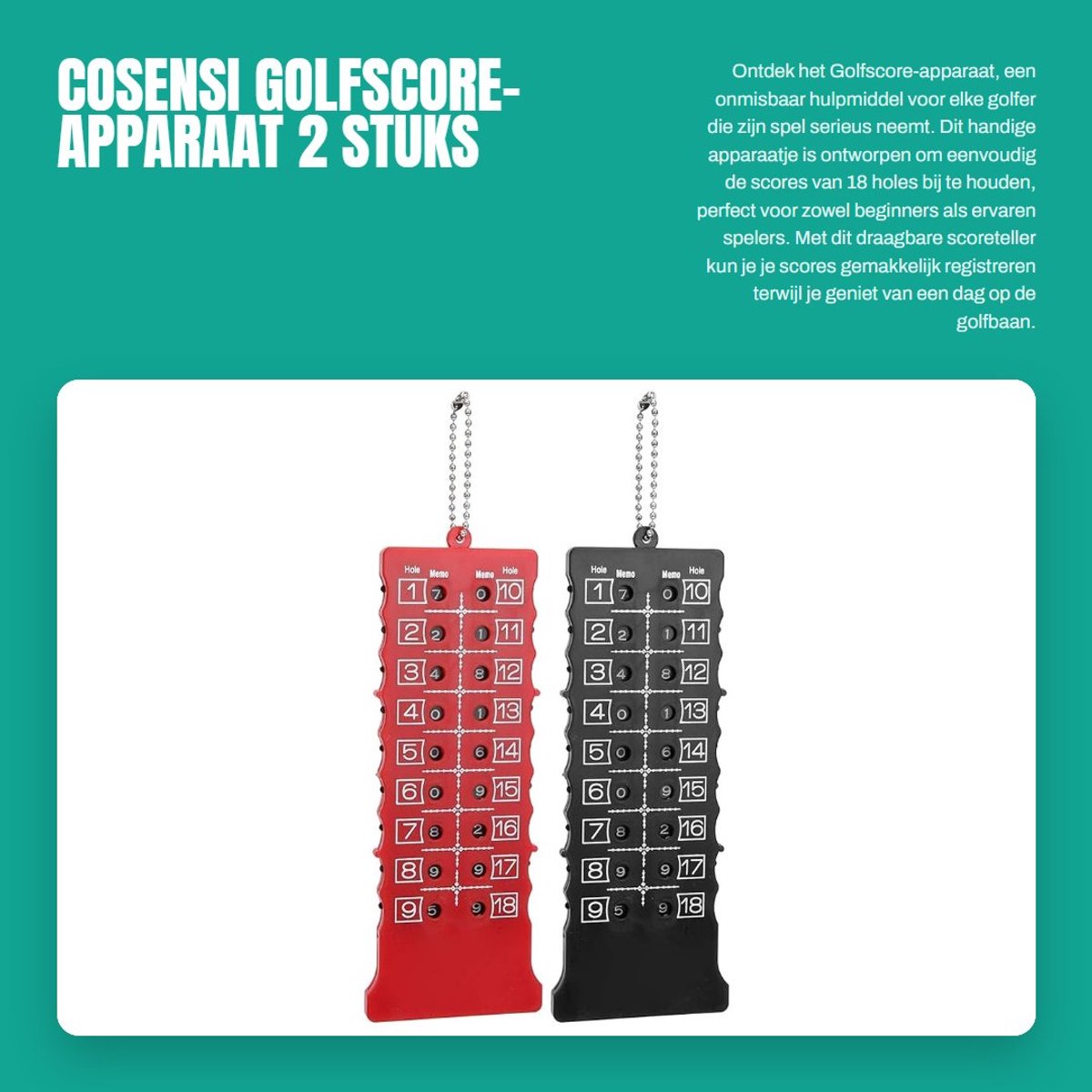 Dailygoods- Golfscore-apparaat 2 Stuks - Draagbare Golfteller - 18-holes Scoreregistratie - Compact en Lichtgewicht - Eenvoudige Bedienning - Duurzaam Ontwerp - Golfscoreteller