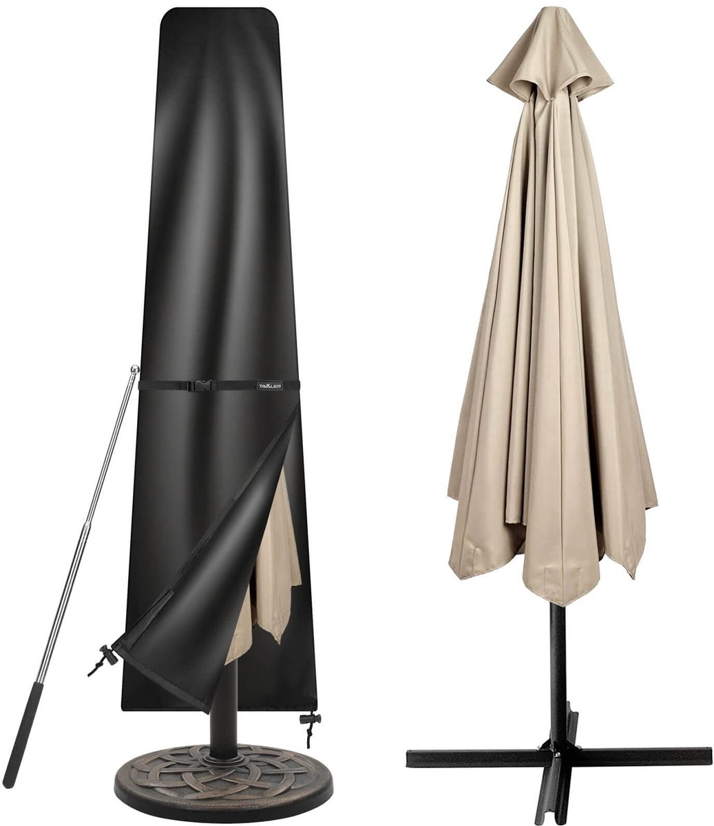 Dailygoods- Parasolhoes waterdicht - Parasolhoes met rits - Parasolhoes voor zweefparasol - UV-bestendig - 420D Oxford-stof - Verstelbare veiligheidsgordel - Parasolafdekking