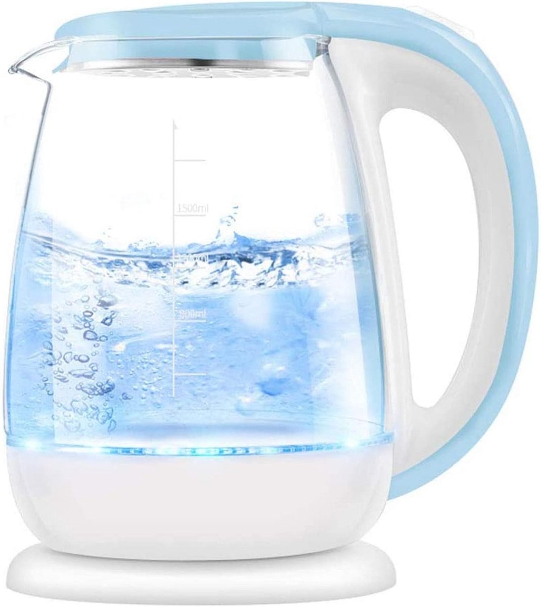 Elektrische Waterkoker - Glazen Waterkoker - Snel Water Koken - BPA-Vrij Ontwerp - 18 Liter - Wit Blauw