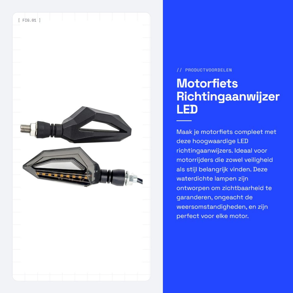 Dailygoods - Motorfiets Richtingaanwijzer - LED Verlichting - Waterdichte Lampen - Blauw/Rood/Wit - Indicator Lichten - Geschikt voor Motoren - Univer...