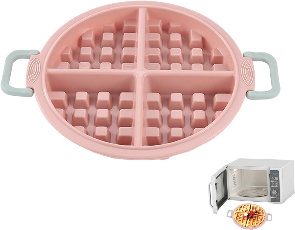 Wafelmaker Siliconen - Bakvorm Wafels - Zelf Gebak Maken - Non-stick Ontwerp - 25x19.3x2.5cm - roze