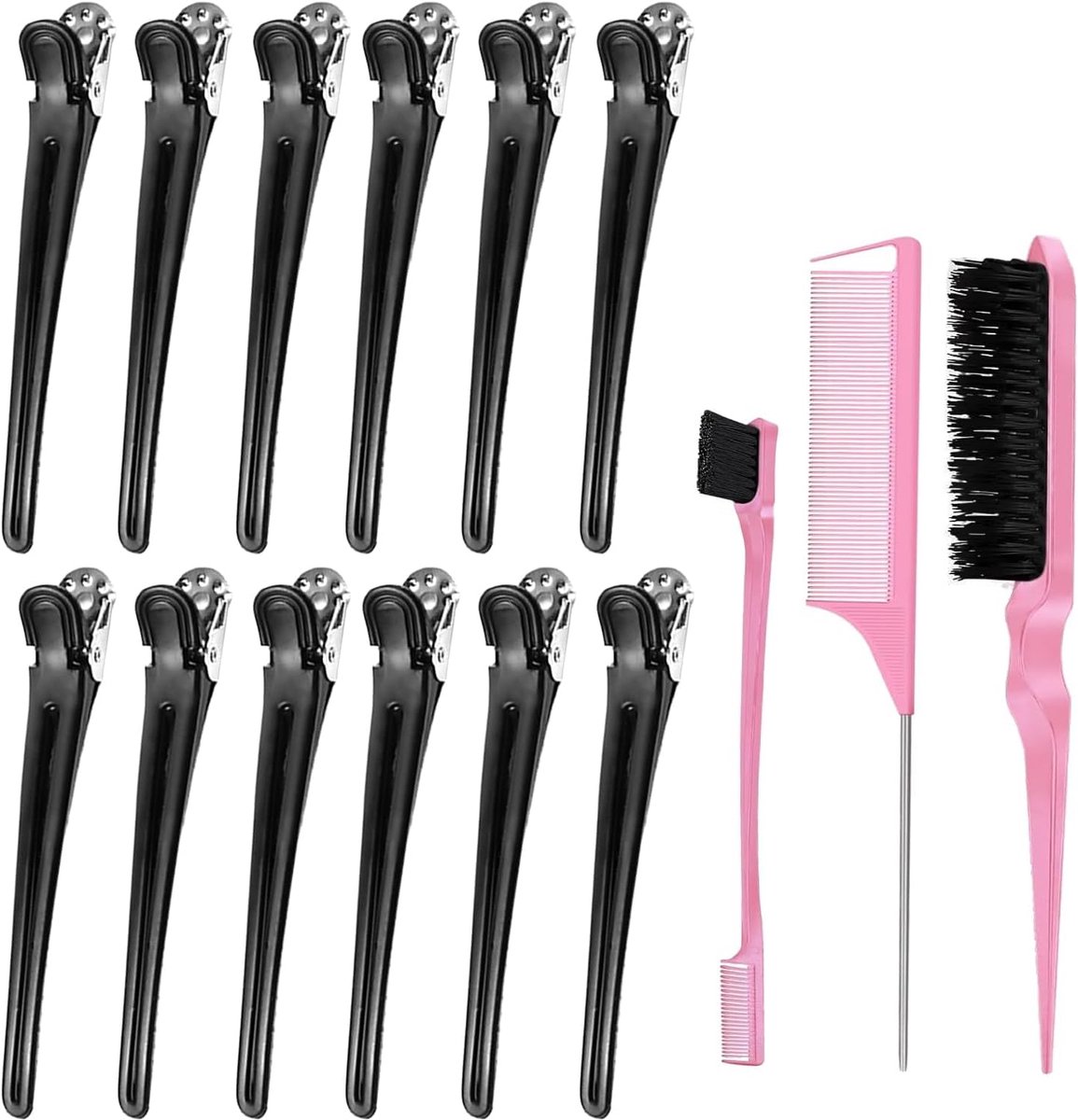Haarclips en Kammen Set - Styling Accessoires - Kapsels Maken - Sterke Grip - 12 Stuks - Zwart