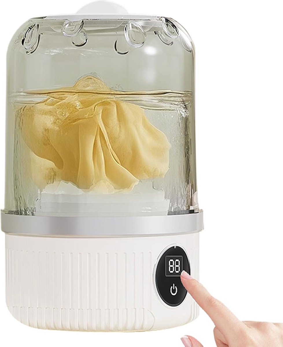 Kleine Wasmachine - Compacte Mini Wasmachine - Draagbaar Wassen - Kabelvrij Ontwerp - 21.5 cm - Wit