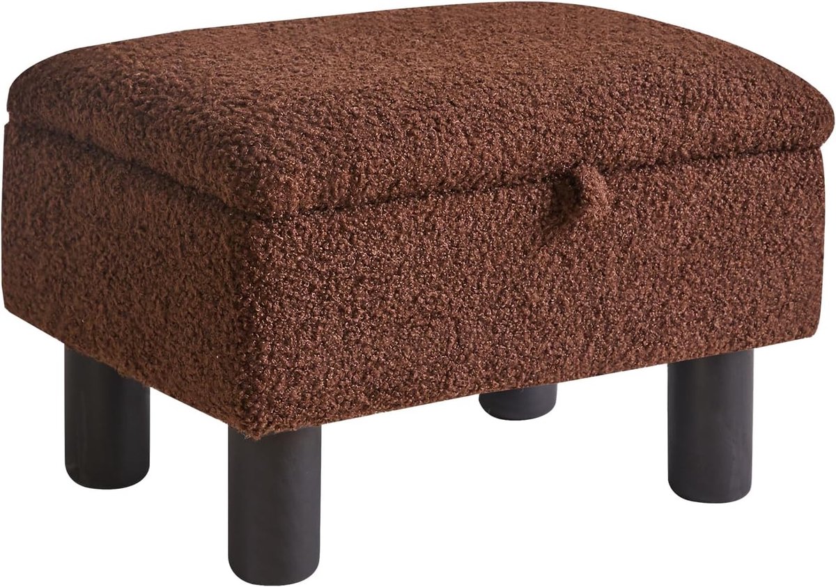 Voetenbank met Opbergruimte - Poef Hocker - Woonkamer Organisatie - Verborgen Opbergvak - 40x31x24 cm - Teddy Bruin