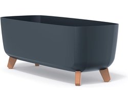 Bloempot met poten - Sierpot langwerpig - Planten verzorgen - Uitneembare voering - 58 cm - Antraciet