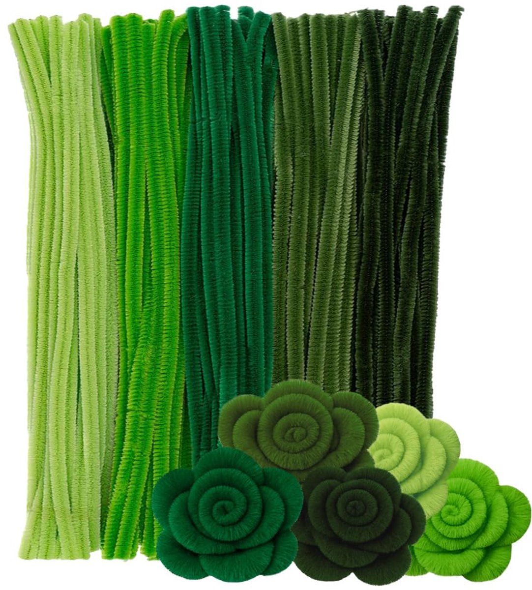 Knutseldraden - Pijpenragers - Creatief Knutselen - Zacht en Buigzaam - 100 Stuks - Groentinten