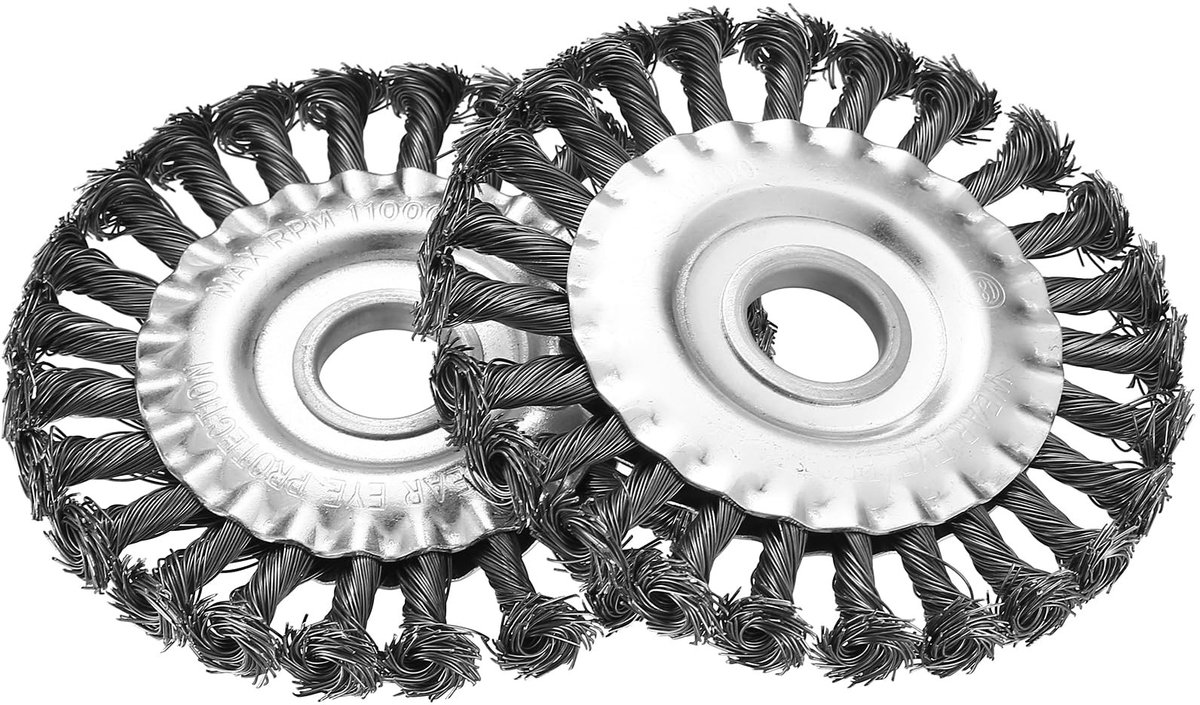Dailygoods- Metalen Borstel Set van 2 - Ronde Borstels voor Boren - Haakse Slijpers - Stalen Borstels - 125 mm x 22 mm - Duurzaam en Corrosiebestendig - Draadborstel
