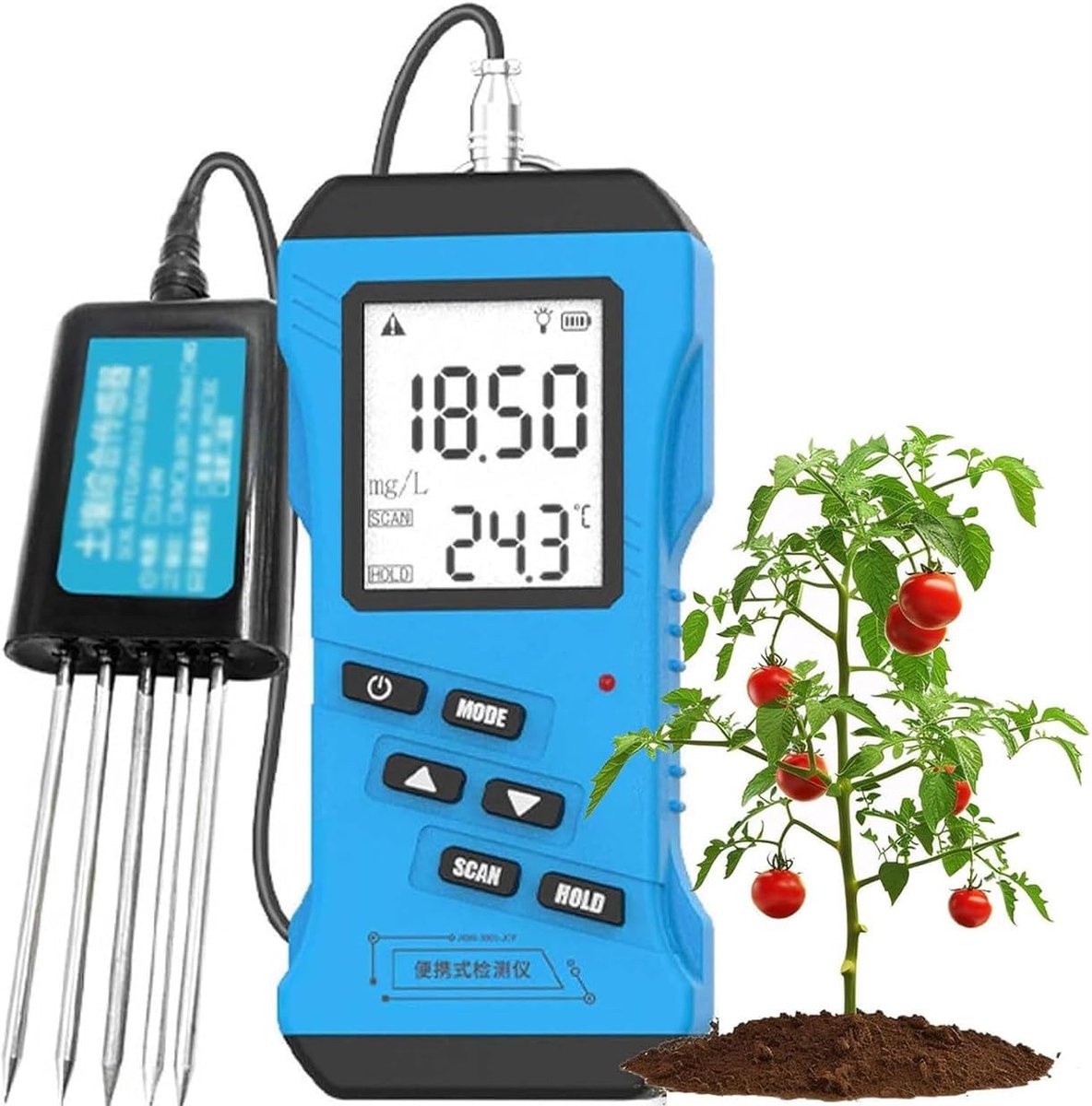 Digitale bodemtester - Bodem analyse apparaat - Planten verzorgen - 7-in-1 metingen - 3 inch display - Zwart