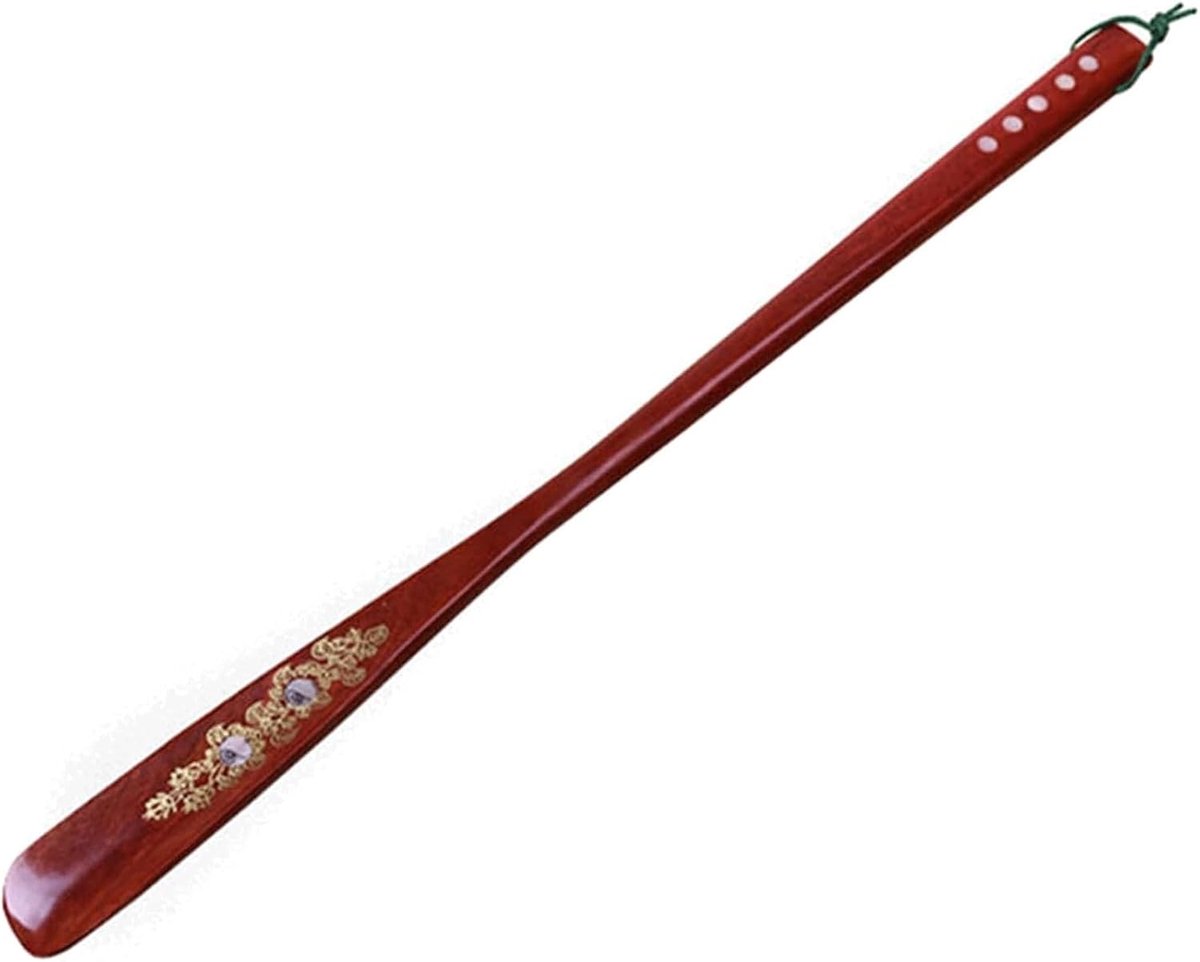 Schoenhulp Lange Steel - Schoenlepel Helper - Schoenen Aantrekken - Massief Hout Materiaal - 55 cm - Rood
