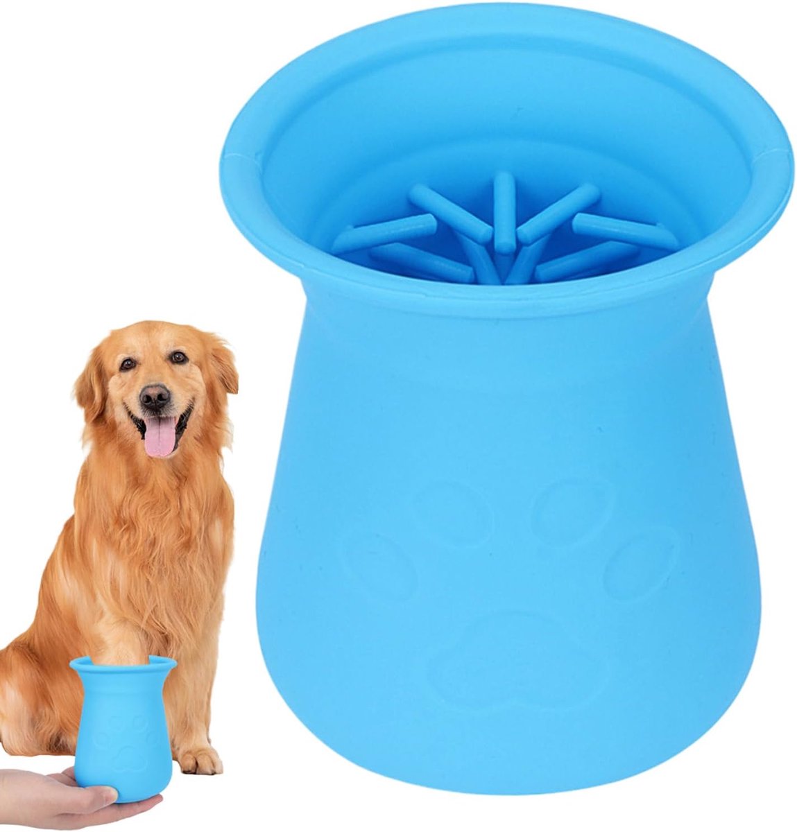 Dieren Pootreiniger - Honden Drinkbeker - Buitenwandelingen Reinigen - Massage Naald Borstels - 9x9x12.5 cm - Blauw