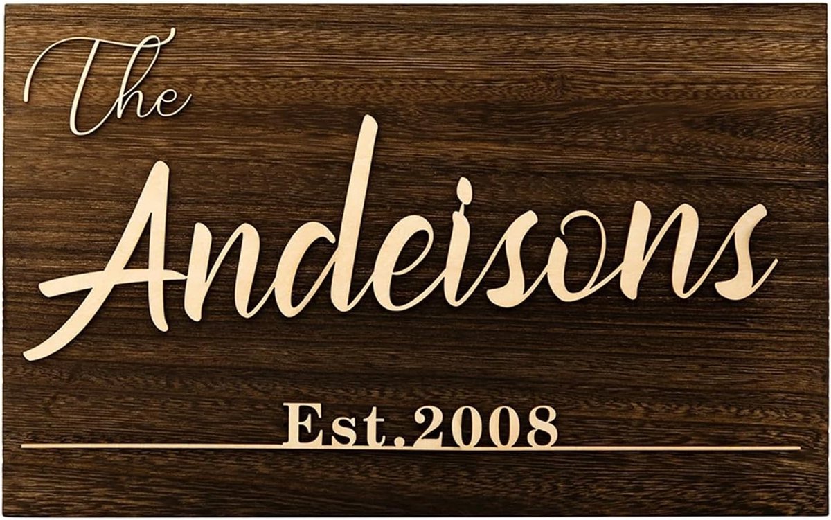 Huisnummer Hout - Naambord Persoonlijk - Huis Decoratie - Handgemaakt Uniek - 25x15x1cm - Natuurlijk Hout